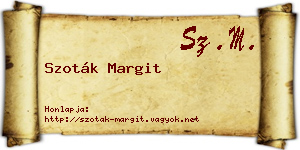 Szoták Margit névjegykártya