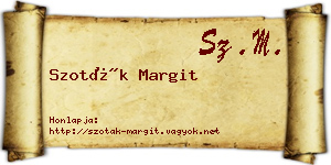 Szoták Margit névjegykártya